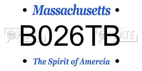 B026TB Massachusetts License Plate