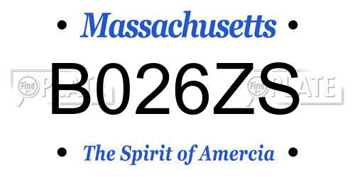B026ZS Massachusetts License Plate