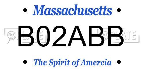 B02ABB Massachusetts License Plate