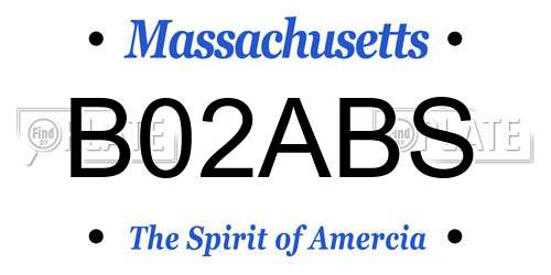 B02ABS Massachusetts License Plate