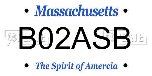 B02ASB Massachusetts License Plate