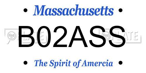 B02ASS Massachusetts License Plate