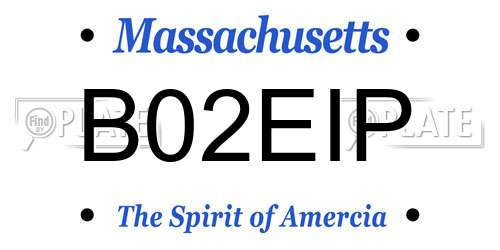 B02EIP Massachusetts License Plate
