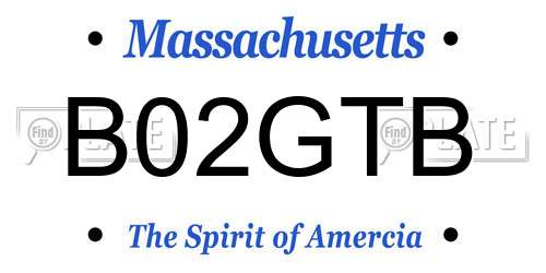 B02GTB Massachusetts License Plate