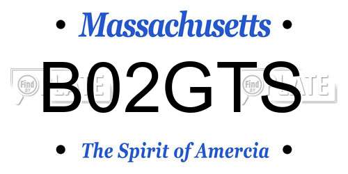 B02GTS Massachusetts License Plate