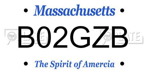 B02GZB Massachusetts License Plate
