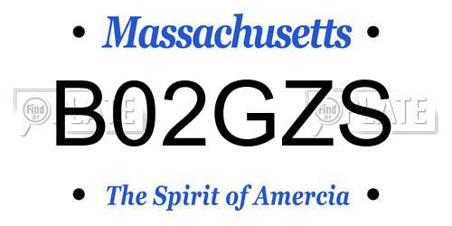 B02GZS Massachusetts License Plate