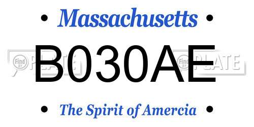 B030AE Massachusetts License Plate
