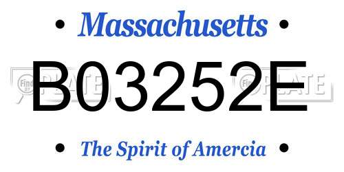 B03252E Massachusetts License Plate