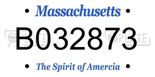 B032873 Massachusetts License Plate