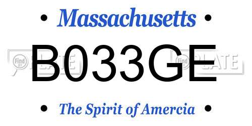 B033GE Massachusetts License Plate
