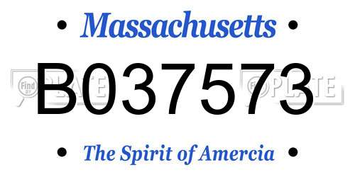 B037573 Massachusetts License Plate