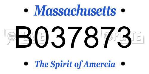 B037873 Massachusetts License Plate
