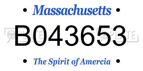 B043653 Massachusetts License Plate
