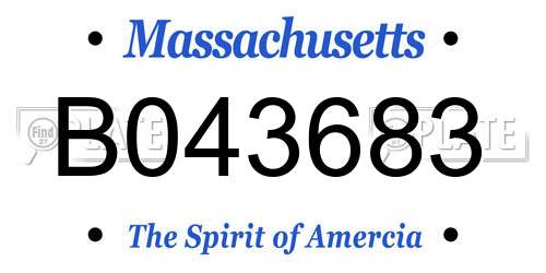 B043683 Massachusetts License Plate