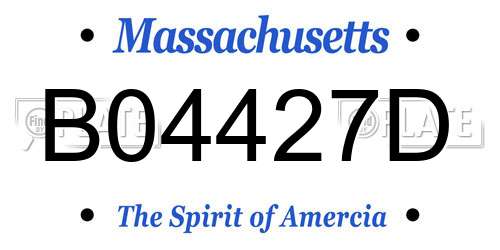 B04427D Massachusetts License Plate