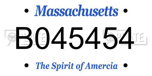 B045454 Massachusetts License Plate