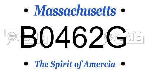 B0462G Massachusetts License Plate