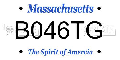 B046TG Massachusetts License Plate