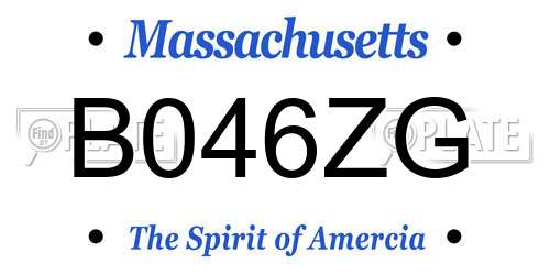 B046ZG Massachusetts License Plate