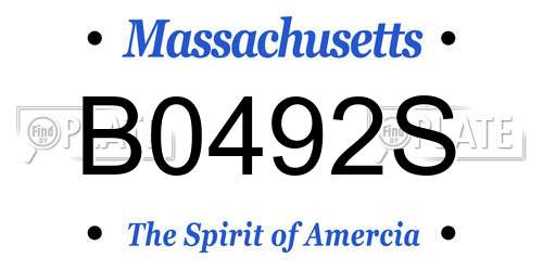 B0492S Massachusetts License Plate