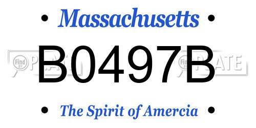 B0497B Massachusetts License Plate