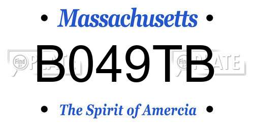 B049TB Massachusetts License Plate