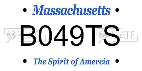 B049TS Massachusetts License Plate