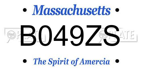 B049ZS Massachusetts License Plate