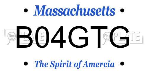 B04GTG Massachusetts License Plate
