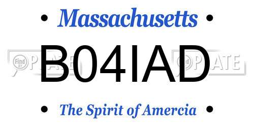 B04IAD Massachusetts License Plate