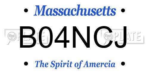 B04NCJ Massachusetts License Plate