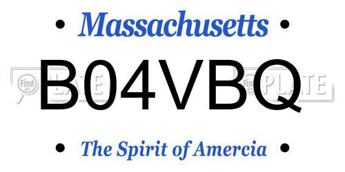 B04VBQ Massachusetts License Plate