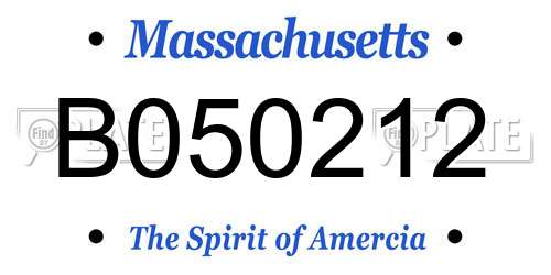 B050212 Massachusetts License Plate