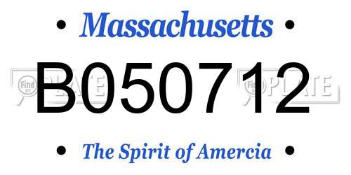 B050712 Massachusetts License Plate