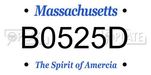 B0525D Massachusetts License Plate