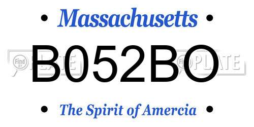 B052BO Massachusetts License Plate