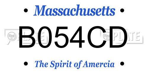 B054CD Massachusetts License Plate