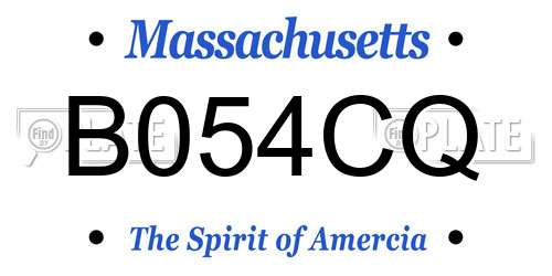 B054CQ Massachusetts License Plate
