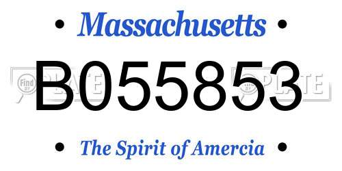 B055853 Massachusetts License Plate