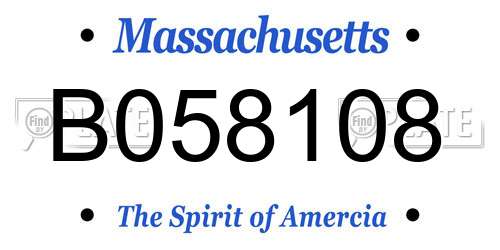 B058108 Massachusetts License Plate