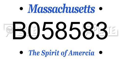 B058583 Massachusetts License Plate