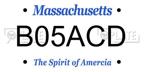 B05ACD Massachusetts License Plate