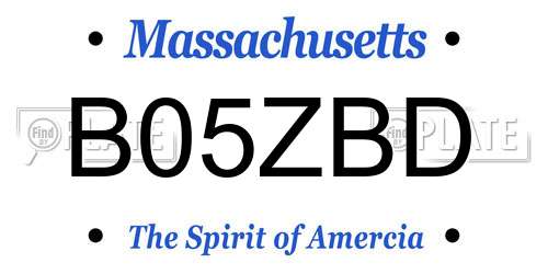 B05ZBD Massachusetts License Plate
