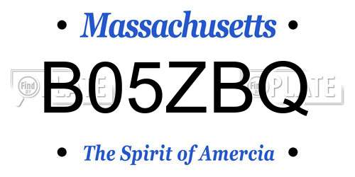 B05ZBQ Massachusetts License Plate