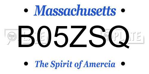 B05ZSQ Massachusetts License Plate