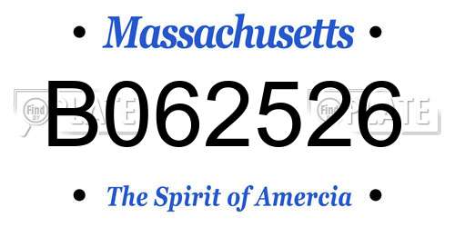 B062526 Massachusetts License Plate