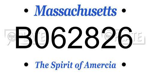 B062826 Massachusetts License Plate