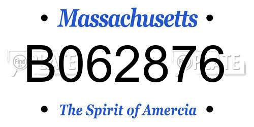 B062876 Massachusetts License Plate