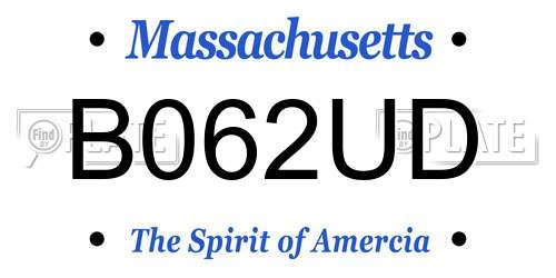 B062UD Massachusetts License Plate